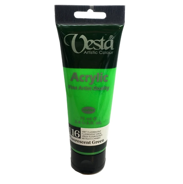 رنگ اکریلیک وستا کد flourescent green) 116) حجم 75 میلی لیتر بوک کلاب ایران 1