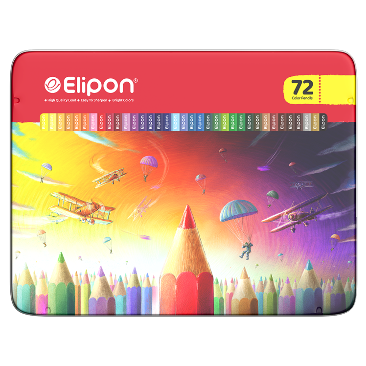  مداد رنگی 72 رنگ جعبه فلزی الیپون کد (8121610) | ELIPON بوک کلاب ایران 1