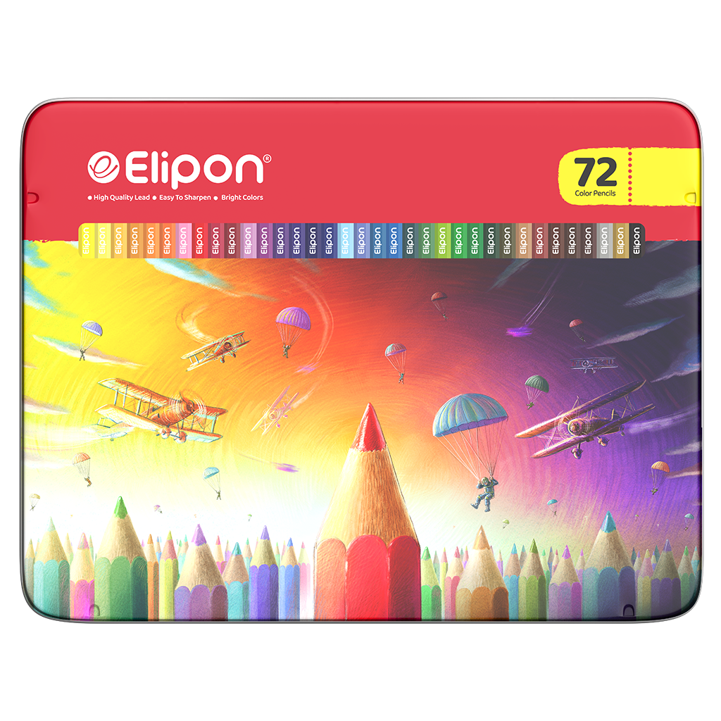  مداد رنگی 72 رنگ جعبه فلزی الیپون کد (8121610) | ELIPON بوک کلاب ایران 1 