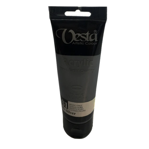 رنگ اکریلیک وستا کد dark silver) 61) حجم 75 میلی لیتر بوک کلاب ایران 1