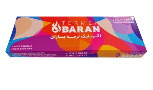  رنگ اکریلیک 12 رنگ ترمه باران حجم 21 میل | TERMEH BARAN بوک کلاب ایران 3 