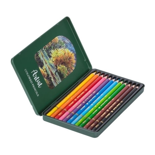  مداد رنگی 12 رنگ جعبه فلزی آریا آرتیست بوک کلاب ایران3 