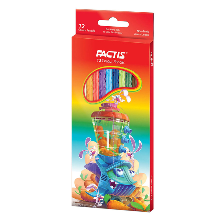 مداد رنگی 12 رنگ جعبه مقوایی فکتیس بوک کلاب ایران1