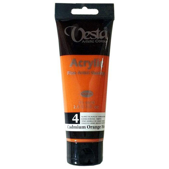  رنگ اکریلیک وستا کد ۴ (Cadmium Orange Hue) بوک کلاب ایران 1 