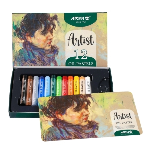  پاستل روغنی 12 رنگ جعبه مقوایی آریا آرتیست بوک کلاب ایران1 
