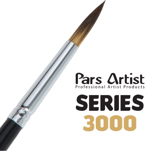 قلم‌ مو گرد دسته بلند GOLD پارس آرتیست (کد 3000) سایز 24 | PARS ARTIST بوک کلاب ایران 1
