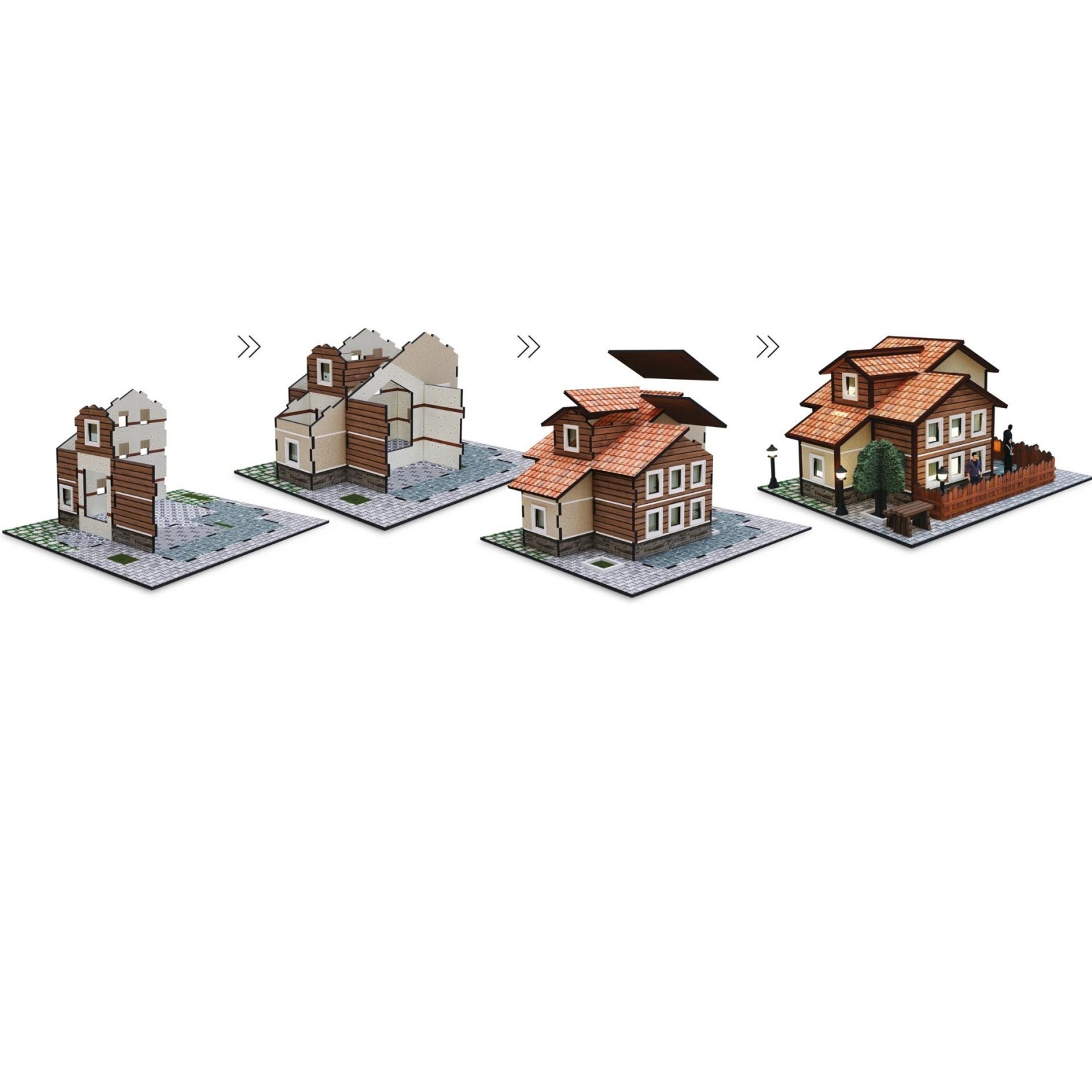  کیت ساختنی چوبی Eshel مدل ویلای مدرن سه‌بعدی بوک کلاب ایران1 