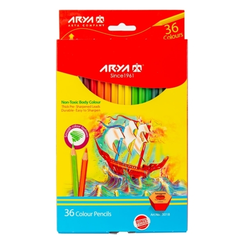  مداد رنگی ۳۶ رنگ با تراش مدل مقوایی آریا بوک کلاب ایران 4 