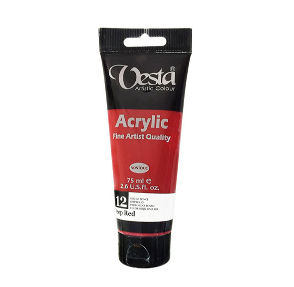  رنگ اکریلیک وستا کد Deep Red) 12) حجم 75 میلی لیتر بوک کلاب ایران 1 