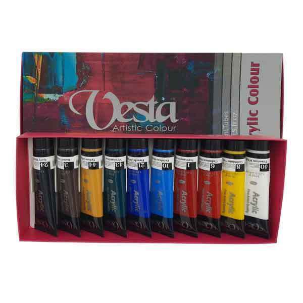  رنگ اکریلیک 10 رنگ وستا حجم 37 میلی لیتر بوک کلاب ایران 1 