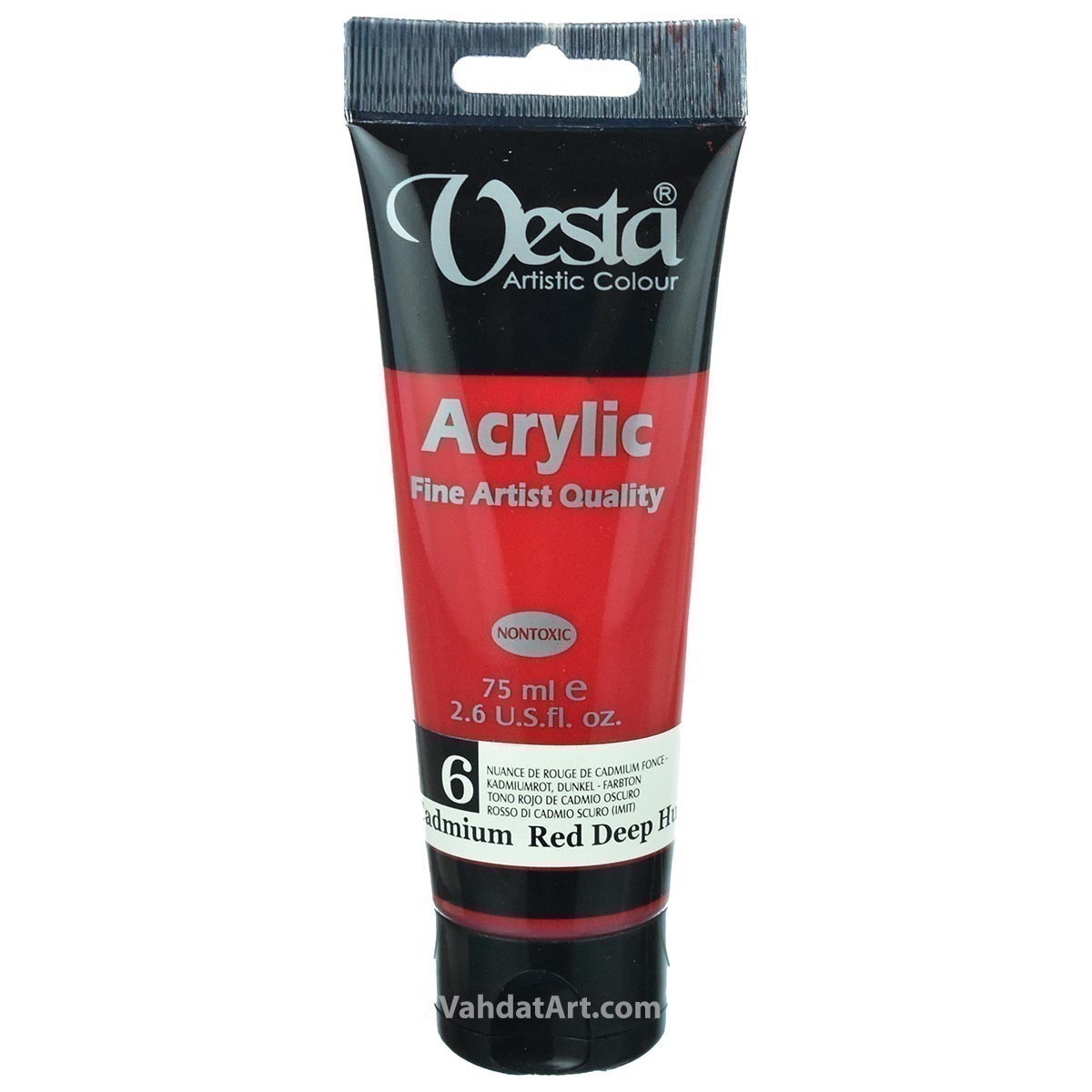  رنگ اکریلیک وستا مدل 06 Cadmium Red Deep Hue حجم 75 میلی لیتر بوک کلاب شیراز 