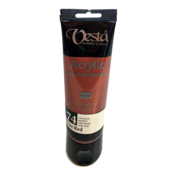 رنگ اکریلیک وستا کد wine red) 74) حجم 75 میلی لیتر بوک کلاب ایران 1