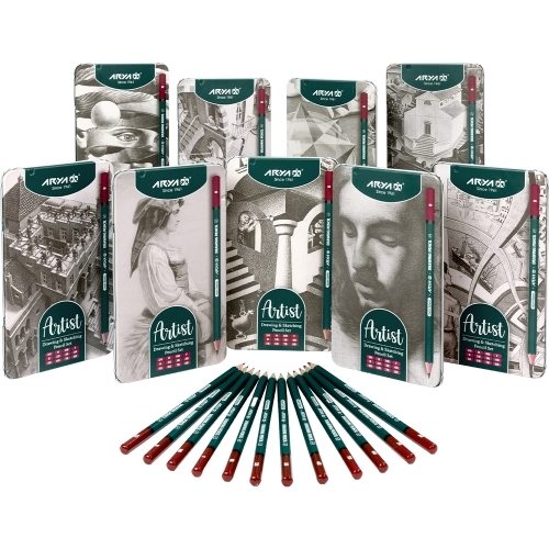 ست مداد طراحی جعبه فلزی آریا آرتیست بوک کلاب ایران