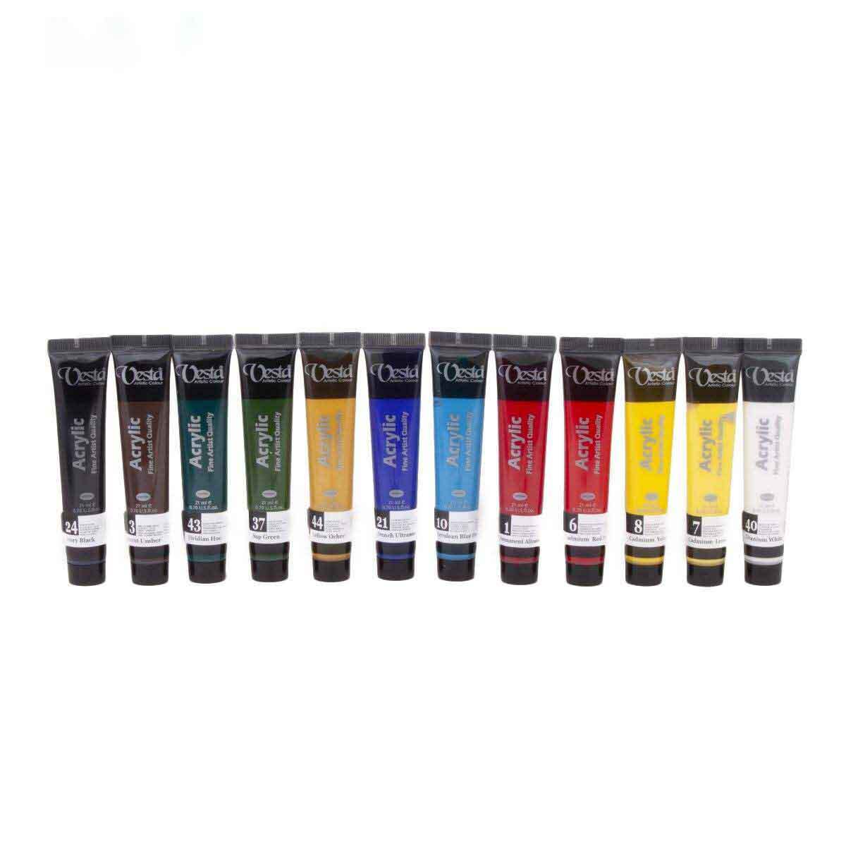  رنگ اکریلیک وستا ۱۲ رنگ حجم ۲۱ میلی لیتر بوک کلاب ایران 2 