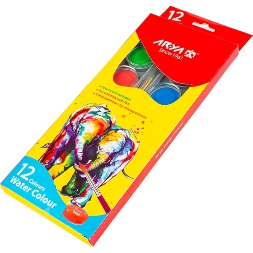  آبرنگ ۱۲ رنگ مدل بیضی بزرگ آریا بوک کلاب ایران 