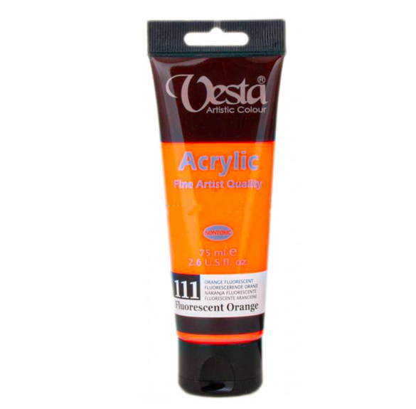 رنگ اکریلیک وستا کد fluorescent orange) 111) حجم 75 میلی لیتر بوک کلاب ایران 1