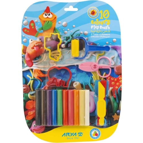  خمیر بازی ۱۰ رنگ آریا مدل وکیومی با ابزار بوک کلاب ایران 