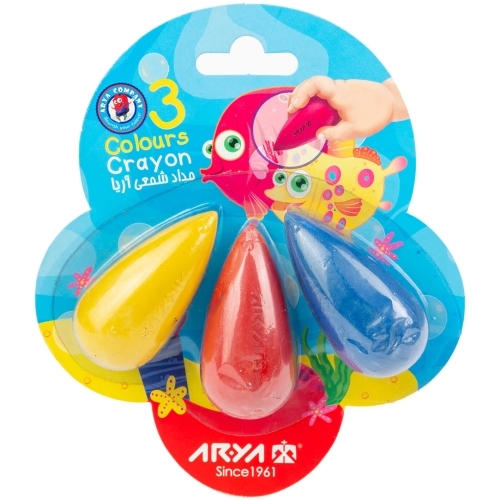  مداد شمعی (کرایون) مدل دوکی ۳ رنگ آریا بوک کلاب ایران 