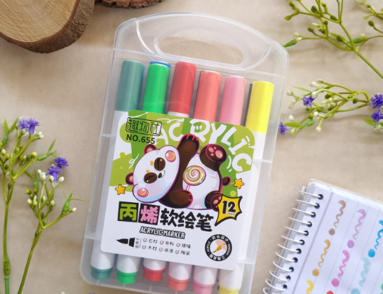  ماژیک براش اکریلیک 12 رنگ فانتزی پاندا | ACRYLIC MARKER بوک کلاب ایران 1 