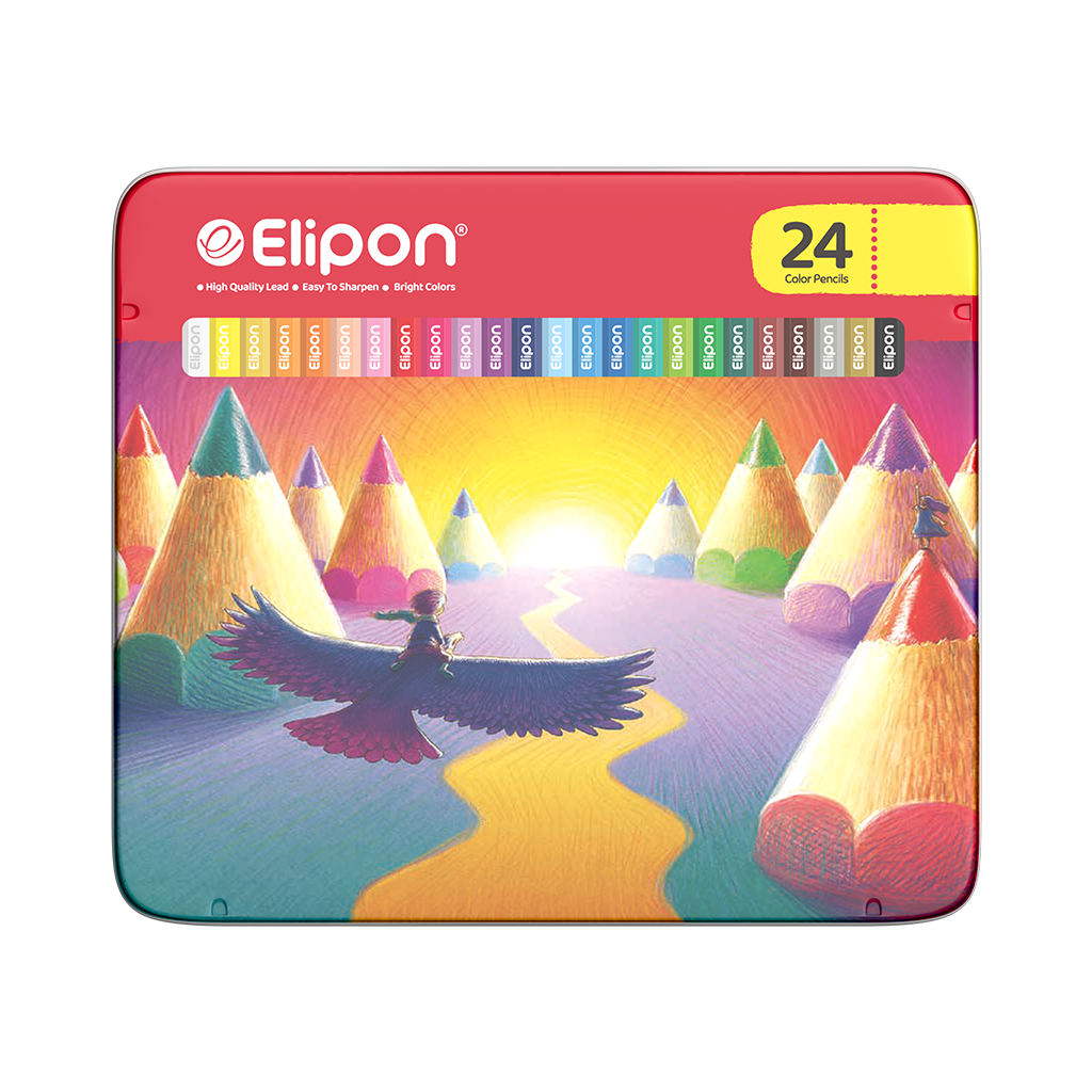  مداد رنگی 24 رنگ جعبه فلزی الیپون کد (8121512) | ELIPON بوک کلاب ایران 1 
