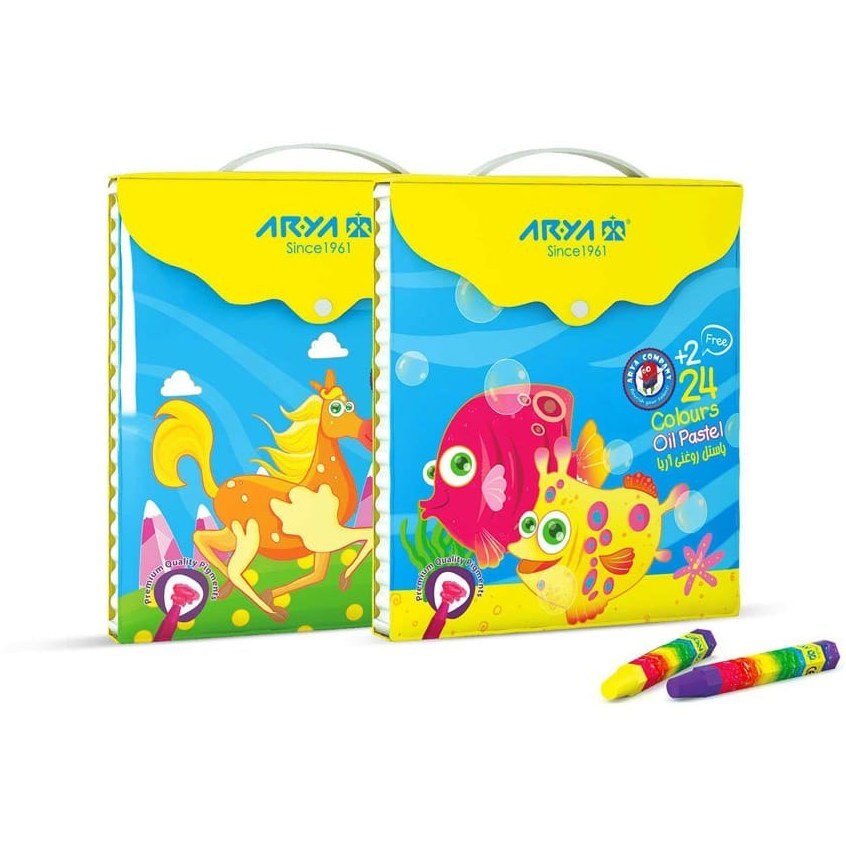  پاستل روغنی کلاسوری 2+24 رنگ آریا بوک کلاب ایران 
