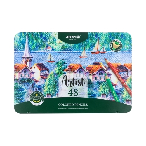  مداد رنگی 48 رنگ جعبه فلزی آریا آرتیست بوک کلاب ایران 