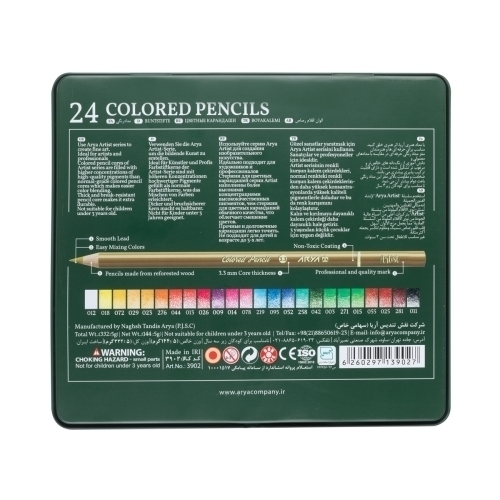  مداد رنگی 24 رنگ جعبه فلزی آریا آرتیست بوک کلاب ایران2 