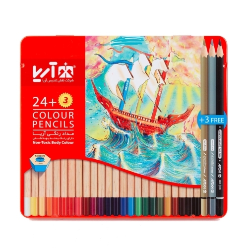  مداد رنگی ۳+۲۴ رنگ مدل فلزی آریا بوک کلاب ایران 1 