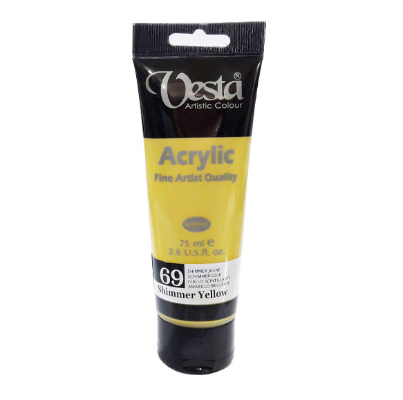 رنگ اکریلیک وستا کد shimmer yellow ) 69 ) حجم 75 میلی لیتر بوک کلاب ایران 1