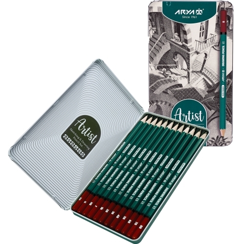  ست مداد طراحی جعبه فلزی آریا آرتیست بوک کلاب ایران1 