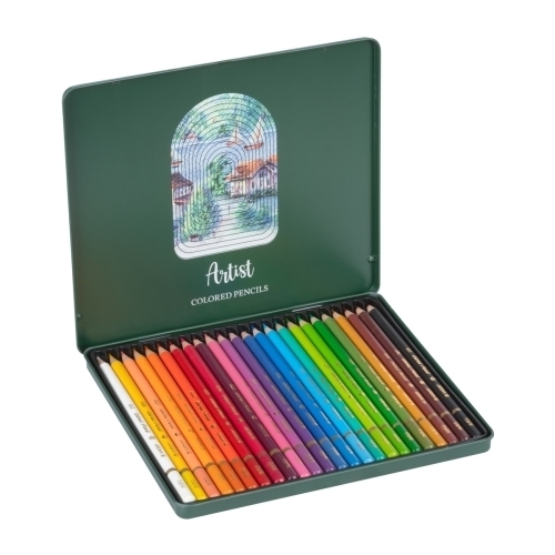  مداد رنگی 24 رنگ جعبه فلزی آریا آرتیست بوک کلاب ایران3 