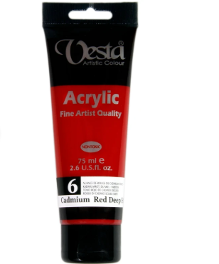  رنگ اکریلیک وستا کد Cadmium Red Deep Hue) 6) حجم 75 میلی لیتر بوک کلاب ایران 1 
