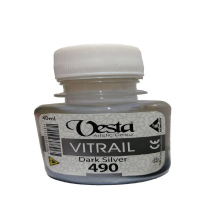  رنگ ویترای متالیک وستا کد 490 (Dark Silver) حجم 40 میلی لیتر | VESTA بوک کلاب ایران 1 