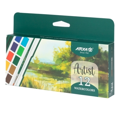 آبرنگ 12 رنگ جعبه مقوایی آریا آرتیست بوک کلاب ایران2
