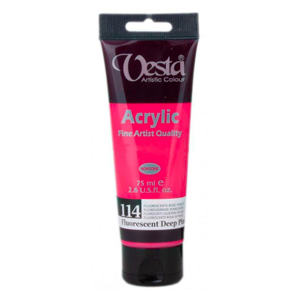  رنگ اکریلیک وستا کد fluorescent deep pink) 114) حجم 75 میلی لیتر بوک کلاب ایران 1 