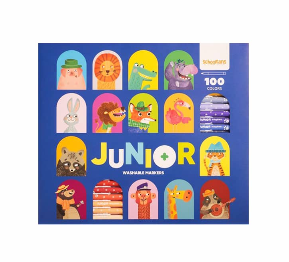  ماژیک قابل شستوشو جونیور اسکول فنس 100 رنگ بوک کلاب ایران 1 