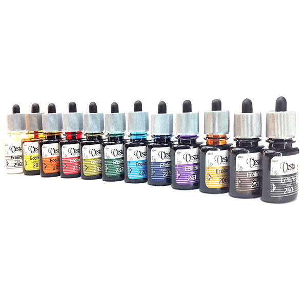  ست 12 رنگ اکولین وستا حجم ۴۰ میلی لیتر بوک کلاب ایران 