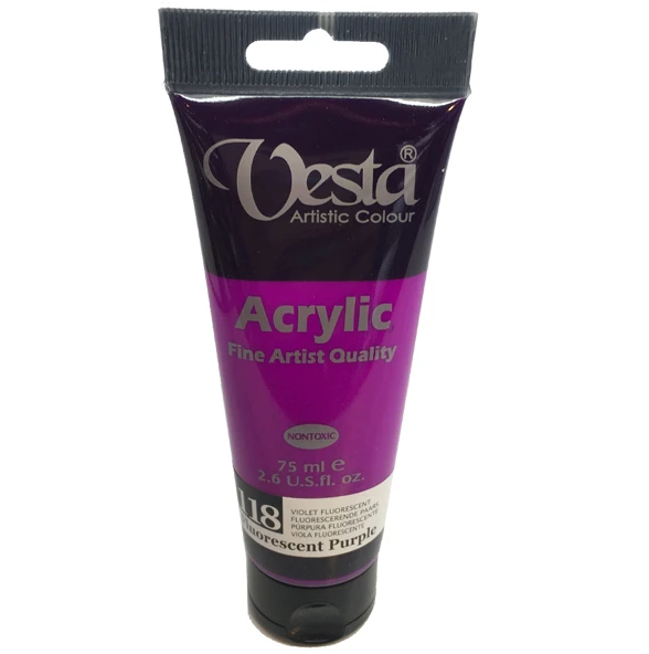 رنگ اکریلیک وستا کد flourescent puple) 118) حجم 75 میلی لیتر بوک کلاب ایران 1