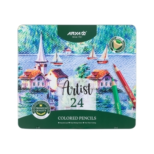  مداد رنگی 24 رنگ جعبه فلزی آریا آرتیست بوک کلاب ایران 
