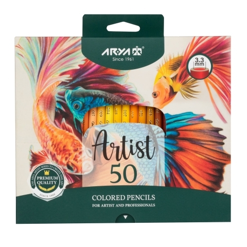  مداد رنگی 50 رنگ جعبه مقوایی آریا آرتیست بوک کلاب ایران 