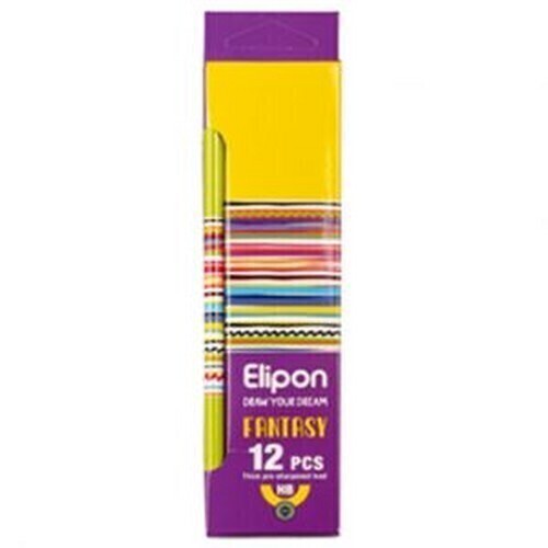  الیپون - مداد مشکی فانتزی گرد طرح IKAT بسته 12 عددی کد 1512 بوک کلاب ایران 