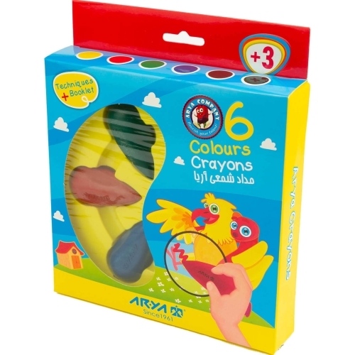  مداد شمعی (کرایون) مدل دوکی 6 رنگ آریا بوک کلاب ایران 3 