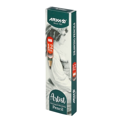  بسته 12 تایی مداد B8 طرح مقوایی آریا آرتیست بوک کلاب ایران 
