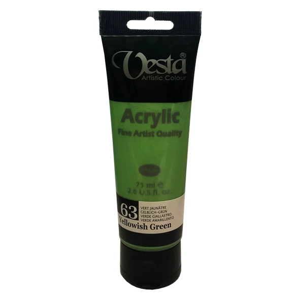 رنگ اکریلیک وستا کد yellowish green) 63) حجم 75 میلی لیتر بوک کلاب ایران 1