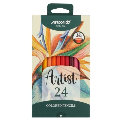 مداد رنگی 24 رنگ جعبه مقوایی آریا آرتیست بوک کلاب ایران