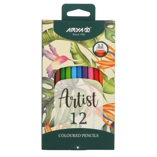 مداد رنگی 12 رنگ جعبه مقوایی آریا آرتیست بوک کلاب ایران