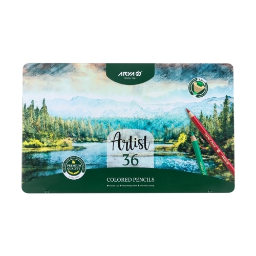  مداد رنگی 36 رنگ جعبه فلزی آریا آرتیست بوک کلاب ایران 