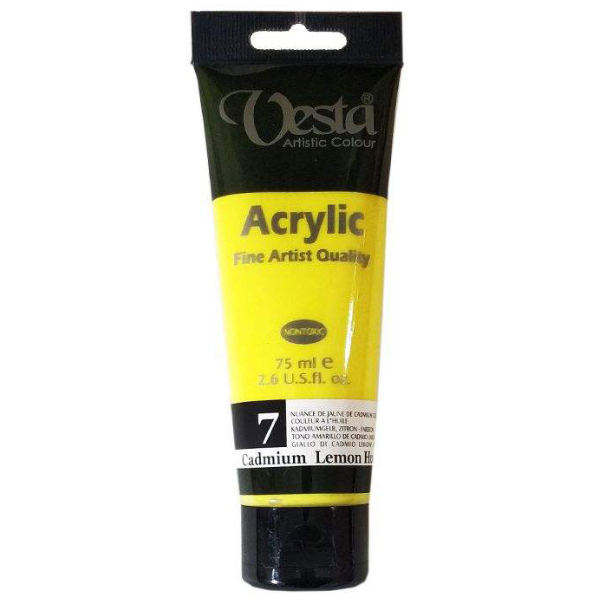  رنگ اکریلیک وستا کد 7 (cadmium lemon hue ) حجم 75 میل بوک کلاب ایران 1 
