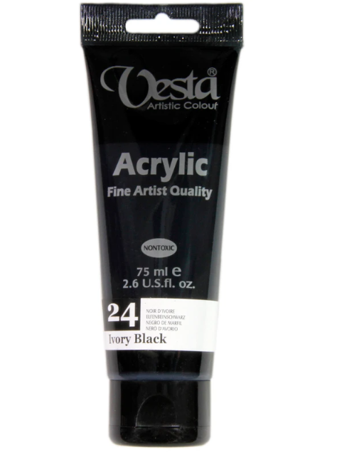  رنگ اکریلیک وستا کد ۲۴ (Ivory Black) بوک کلاب ایران 1 